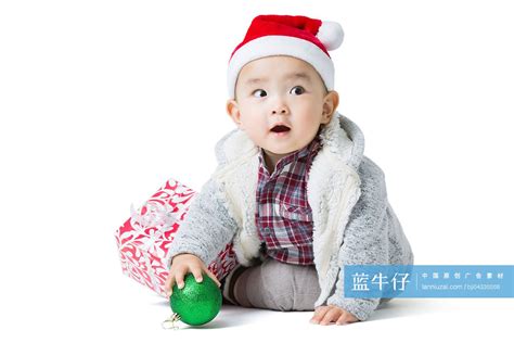 可爱的宝宝和圣诞礼物-蓝牛仔影像-中国原创广告影像素材