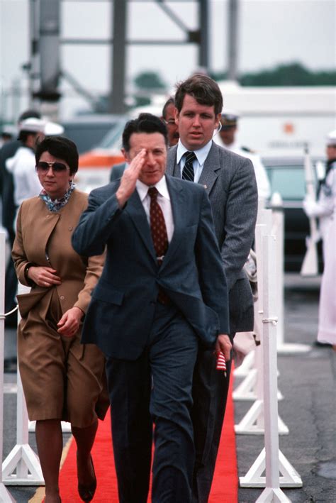 Secretary of Defense Caspar W. Weinberger arrives for the commissioning ...