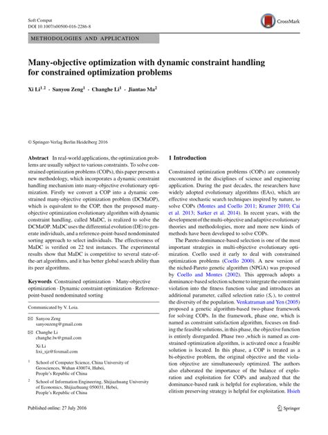 Image result for Properties of Constraint Method in Multi Objective Optimization