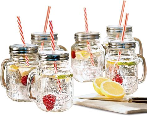 Estilo Mason Jar Mugs 16 oz, Mason Jars with Handle, Mason Jar with Lid ...