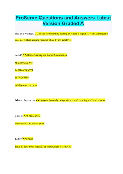 ProServe Questions and Answers Latest Version Graded A - ProServe ...