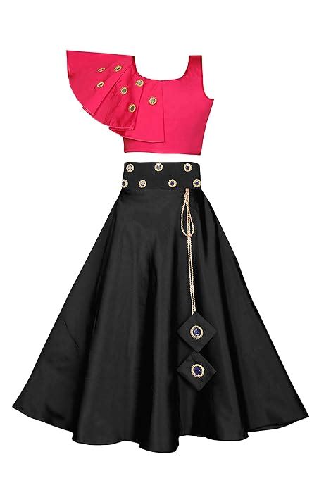 Buy Fashion Dream Girl's Cotton Silk Readymade Lehenga Choli (Red-Black ...
