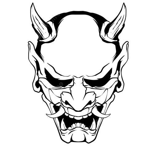 Oni Mask Illustrate Artwork Vector Devil Skull, Devil Drawing, Skull ...