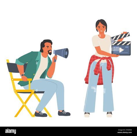Film director and assistant engaged in cinema production Stock Vector Image & Art - Alamy