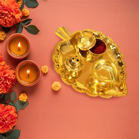 Buy Thali Kumkum Plate With Diya Puja Thali Set – Pujalane