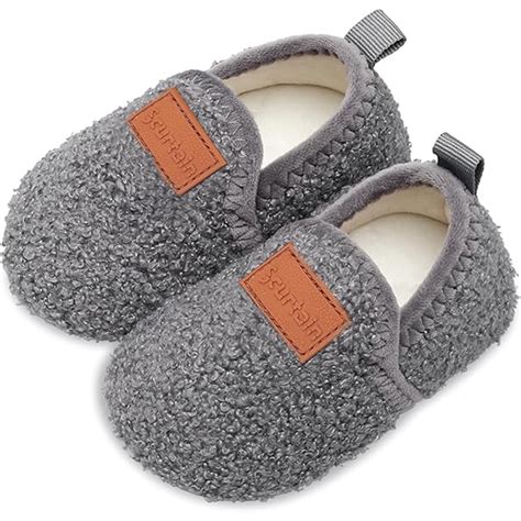 Barerun Toddler Slippers for Boys Girls Kids House Shoes Dark Grey ...
