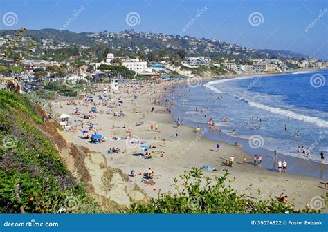Main Beach in the Summer at Laguna Beach, CA. Stock Photo - Image of ...