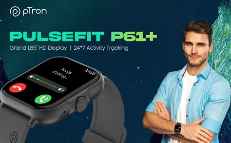 pTron Pulsefit P61+ 1.85" Full Touch Display Bluetooth Calling ...