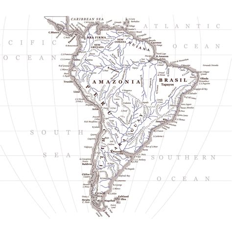 Outline Map South America River