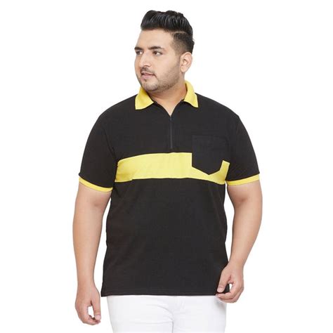 Estilo Black and Yellow Colorblocked Plus Size Polo T-Shirt – bigbanana