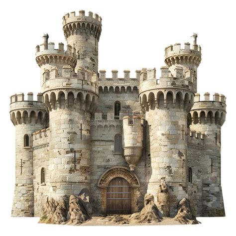 Majestic Medieval Castle Isolated on Transparent Background Stock Image ...