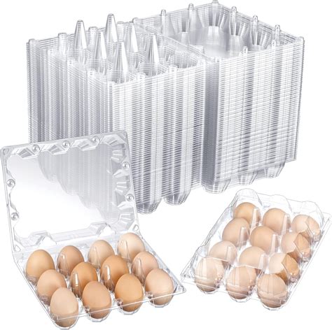 Amazon.com: Zubebe 200 Pieces Clear Plastic Egg Carton - Bulk Empty ...