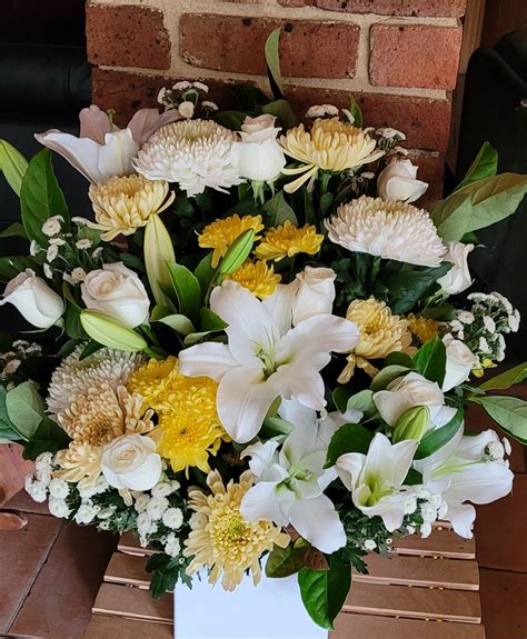 Yellow & White Flowers - Potted Floral Arrangement - Free Delivery