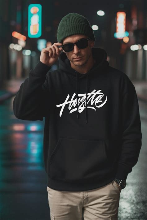 Hustle Black Oversized Back Graphic Printed Hoodie – Veirdo
