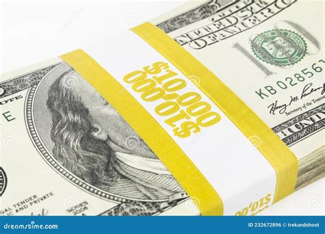 Ten Thousand Dollar Money Bundle with Currency Strap Stock Photo ...