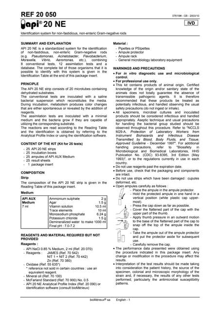 Image result for API 20E Instructions.pdf