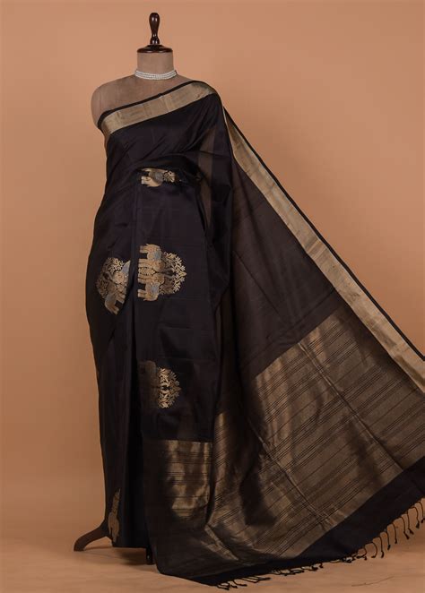 Black Silk Kanjeevaram Saree – Greenways.co