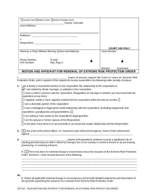 MOTION AND AFFIDAVIT FOR RENEWAL OF EXTREME RISK PROTECTION ORDER Doc ...