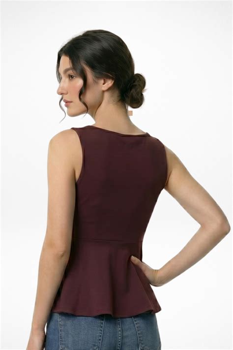 Reya Sleeveless Peplum Top - Wine – Cheesewalk