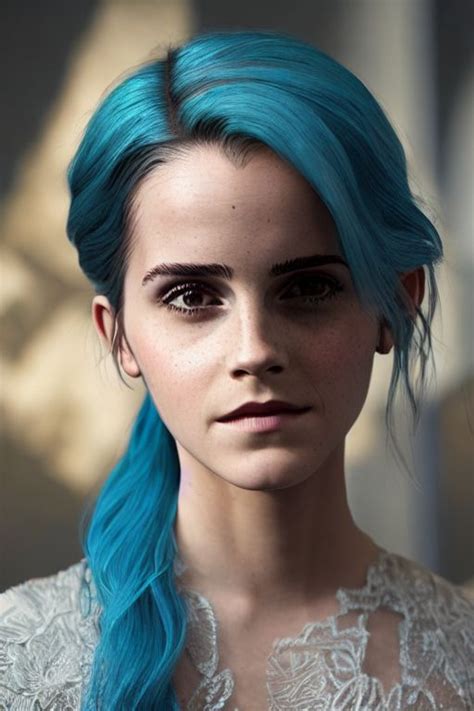 emma watson with blue hair, ((detailed face)), digi... | OpenArt
