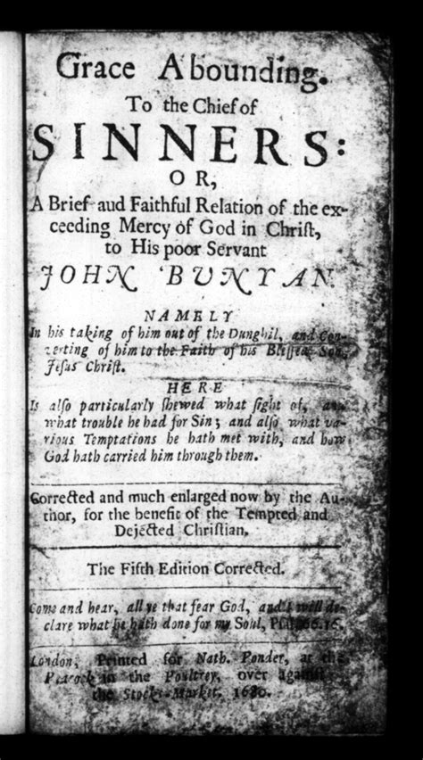 Grace abounding to the chief of sinners: ... 1680 : Bunyan, John ...