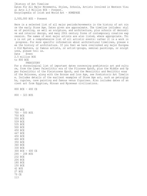 History of Art Timeline Dates For All Major Movements, Styles, Schools ...