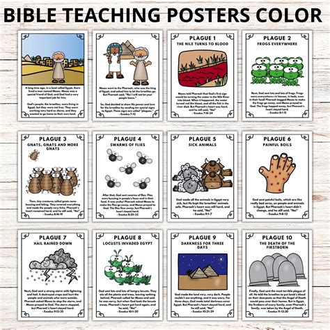 Ten Plagues of Egypt Bible Story Teaching Posters, Sunday School Lesson ...