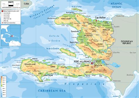 Haiti Map (Physical) - Worldometer