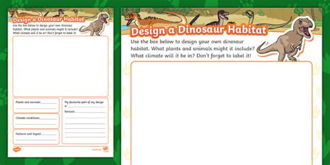 Design Dinosaur Habitats KS1 Worksheet | Twinkl