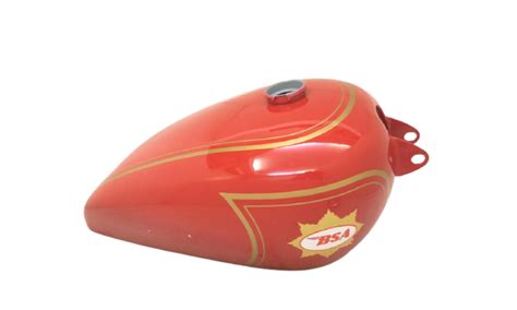 BSA B31 Red Painted Steel Fuel Petrol Tank With Brass Cap & Tap-(Fits For)