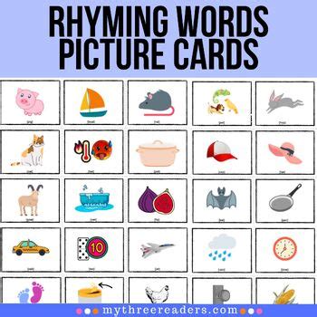 81 Rhyming Words Picture Cards - Rhyme Activities- Match, Pocket Chart ...