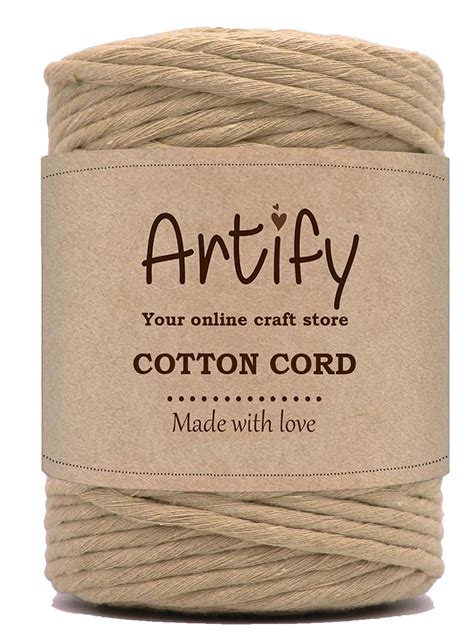 Artify | Single Strand Macrame Cord (3mm, 10 Meter) | Cotton Thread for ...