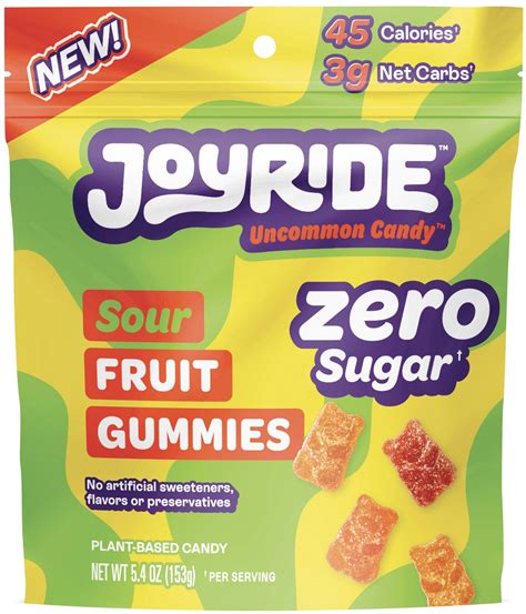 JOYRIDE Zero Sugar Sour Fruit Gummies, Low Calorie Vegan Gummy Candy, 5 ...