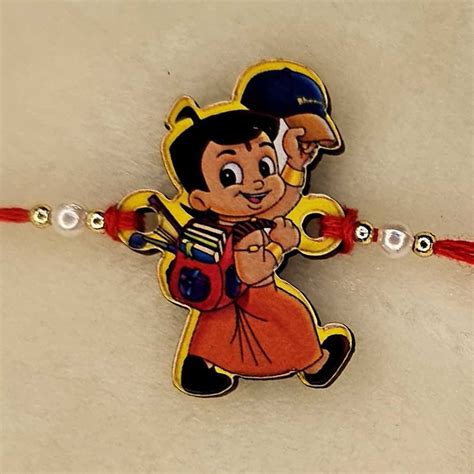 Buy Handmade Chota Bheem MDF Wood Kids Rakhi With Roli Chawal Online On ...
