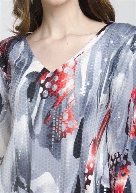 Hot Party Wear V Neck Slit Floral Long Sleeve Mini Dress