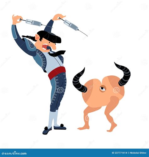 A Brave Banderillero with Syringes and Horned Buttocks, a Spanish ...