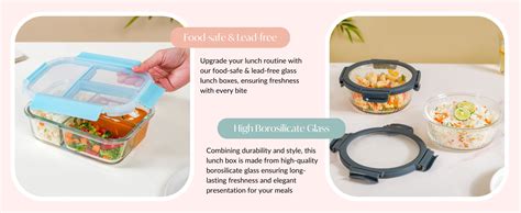 Buy Nestasia Transparent Glass Lunch Box for Women and Men Set of 2 ...