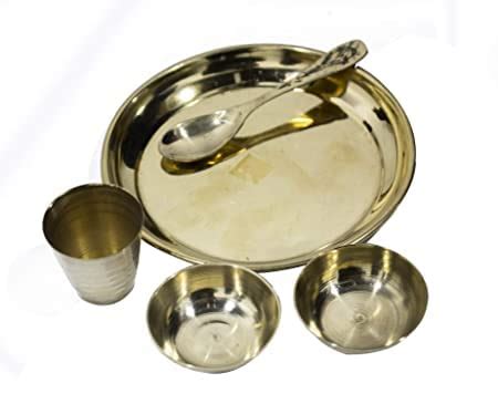 KAVIN Traditional Designing Brass Pooja Thali Set Pooja Bhog ...
