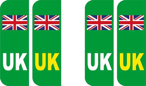 Pack of 2 UK Green Car Stickers UK Flag Reg Plate Self Adhesive Vinyl ...