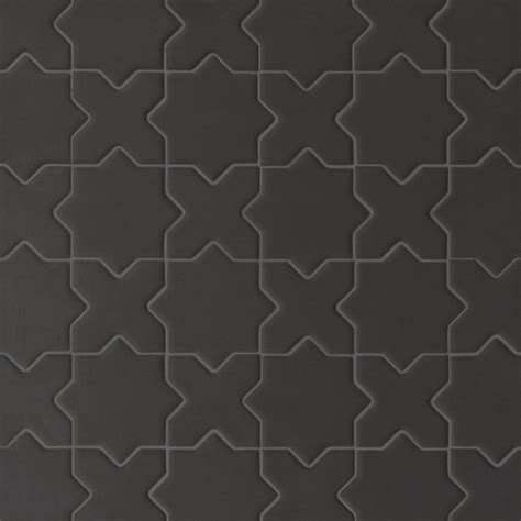 Le Cafe 2" x 2" Cross & Star Matte Porcelain Mosaic Tile in Black ...