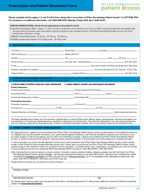 Fillable Online Prescription and Patient Enrollment Form. Enrollment ...