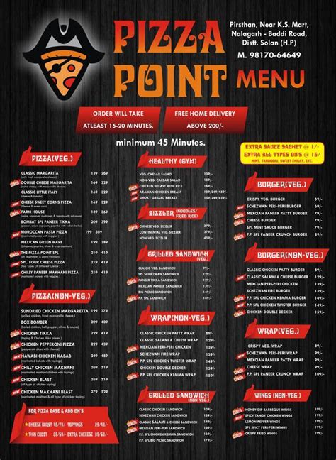 Menu at Pizza Point, Nalagarh, National Highway 21A