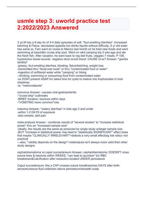 usmle step 3: uworld practice test 2:2022/2023 Answered - Usmle step 3 ...