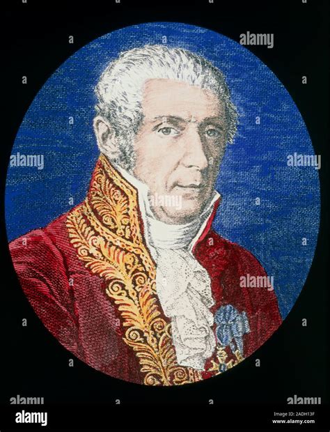 Alessandro Volta. Coloured artwork of Count Alessandro Giuseppe Volta ...