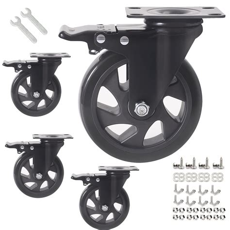 5 Inch Caster Wheels 2200lbs,Casters Set of 4,Heavy Duty Plate Casters ...