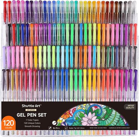 Efimeso 100 Pack Gel Pens Set 50 Glitter Gel Pens with 50 Refills in ...