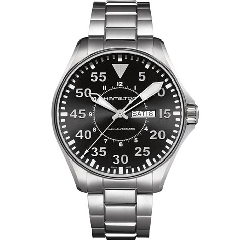 Khaki Aviation Pilot Day Date Auto - Dial color:Black - H64715135 ...