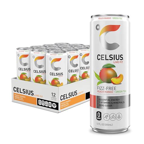 CELSIUS SPARKLING PEACH MANGO FUNCTIONAL ESSENTIAL ENERGY DRINK CAN 12/ ...