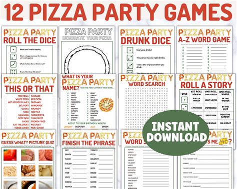 Pizza Party Games Bundle: 12 Printable Activities (instant Download ...