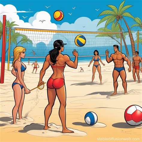 Beach Volleyball with Math and Chemistry | Stable Diffusion Online
